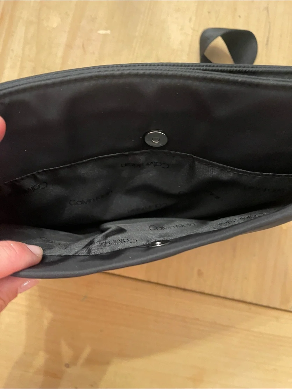 Calvin Klein Black Mesh Messenger Crossbody Bag
